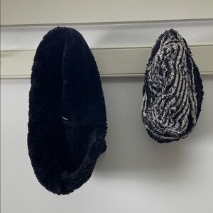 Black and Gray Faux Fur Hat AND Infinity Scarf